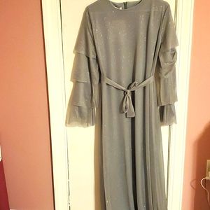 Long, sparkly, gray maxi dress